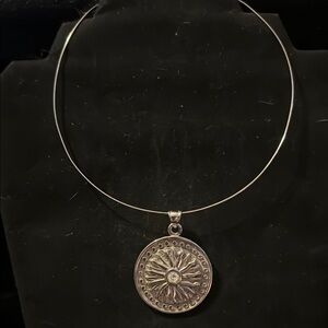 Silver Sunburst Pendant Necklace